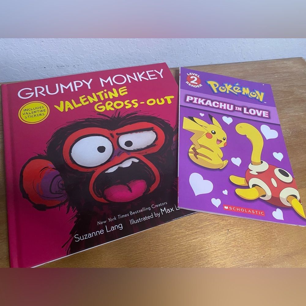Valentines Day Bundle of 2 books Grumpy Monkey Pokémon Books Kids